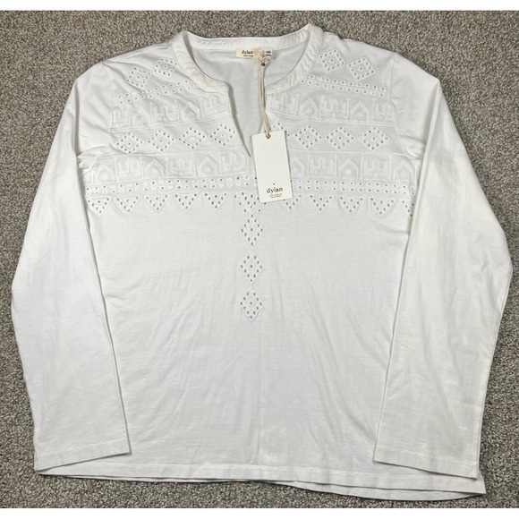 Dylan by True Grit Tops - Dylan by True Grit Womens White‎ Eyelet Embroidered Long Sleeve Top XL NWT